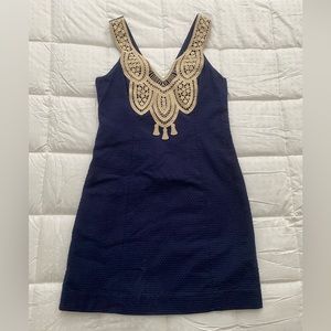 Navy and gold Lilly Pulitzer mini dress size 0